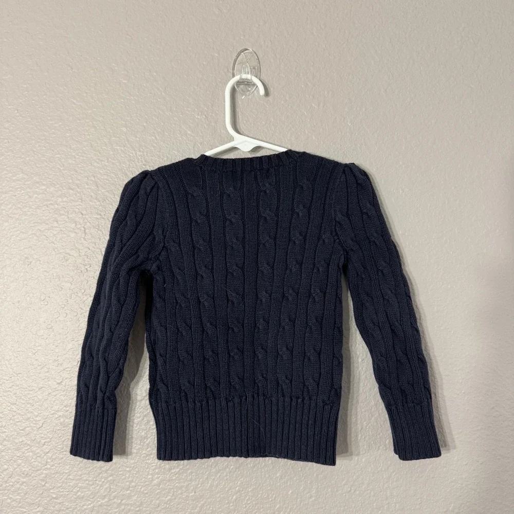 Ralph Lauren Boy's‎ Size 3/3T Sweater Navy Blue Cable Knit Shoulder Buttons